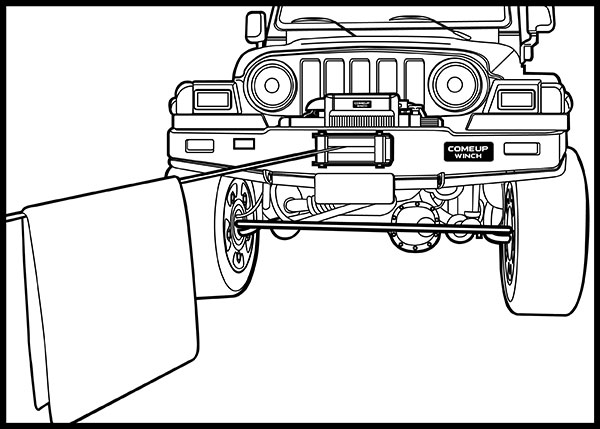 2). Lay a recovery damper over the rope near the hook end.